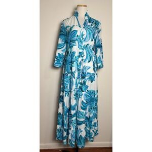 Be Boho Womens Tropical Floral Tiered Maxi Dress Small Oversized Coastal Cotton